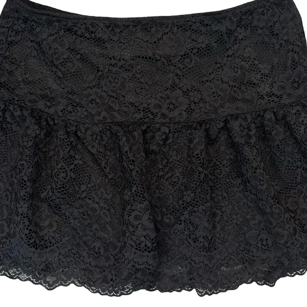 Unbranded Women Mini Skirt Black Floral Lace Ruffle Coquette Goth Small - Image 3