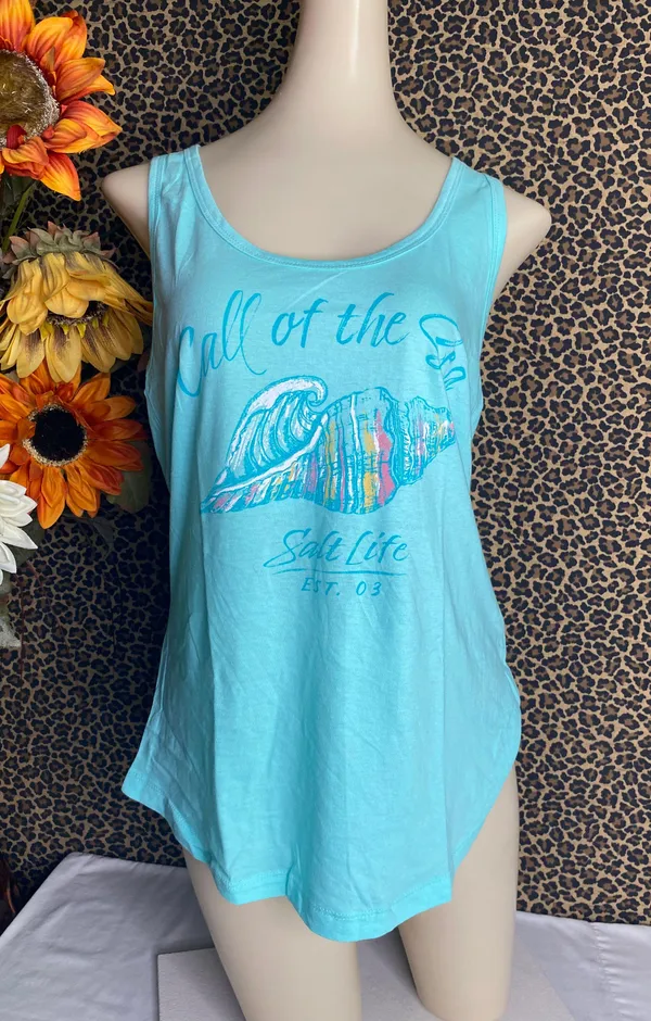 NWOT Aruba Blue QUEEN CONCH RacerBack Tank Top MEDIUM - Image 2