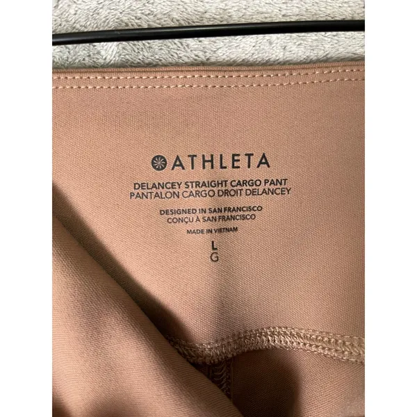 Athleta Delancey Straight Cargo Pant Large Taupe Pull‎ On Travel Work Pant - Image 5