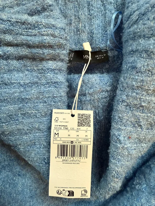 Mango Off the Shoulder blue sweater - Image 3