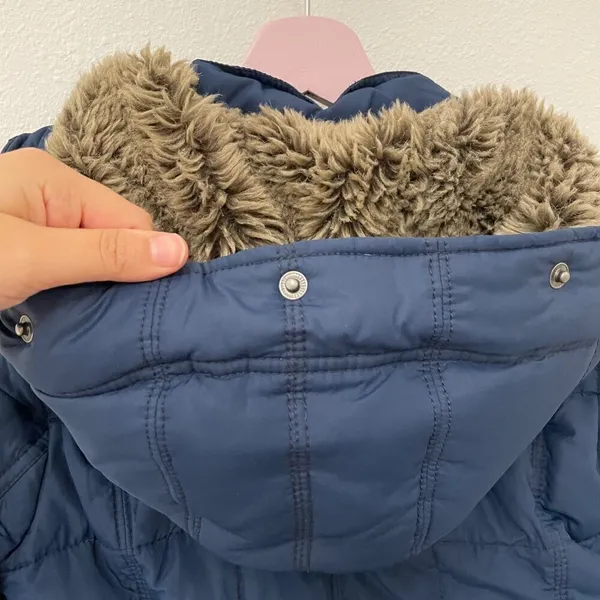Abercrombie & Fitch Down Puffer Blue Jacket with Fur Trim Hood Size M Winter - Image 8
