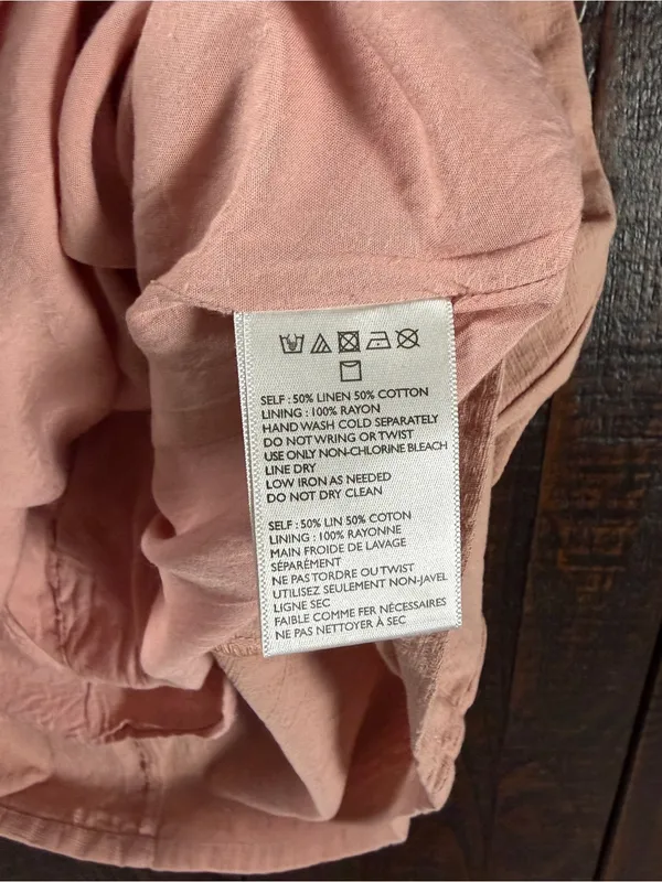 Urban Outfitters Blush Square-Neck Linen Mini Dress Size 2 - Image 5