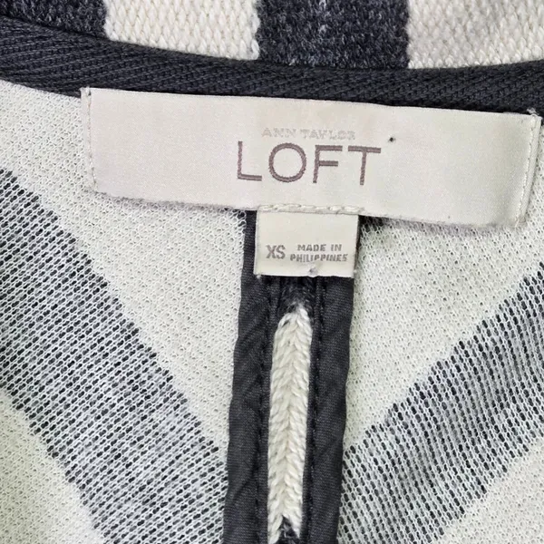 Ann Taylor LOFT‎ Women XS Striped Cotton Knit Blazer Jacket Gray White 312468 - Image 3