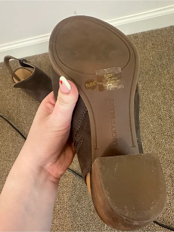 Lucky Brand Jubai Peep Toe Leather Heeled Bootie 9.5 Women's - Image 8