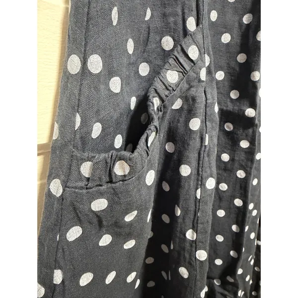 Luca Vanucci Womens‎ Navy Blue White Polka Dot Sleeveless Midi Tank Dress A-Line - Image 5