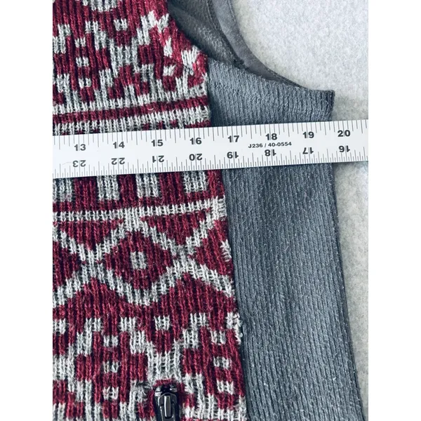 Ruff Hewn - Cranberry Knit Gray Fleece Back Full Zip Vest - Women's Large - Image 9
