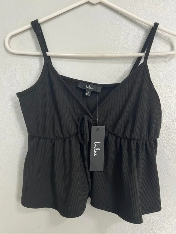 Lulus Babydoll Style Black (Washed black) Crop Top Size M NWT. Women's. - Image 4