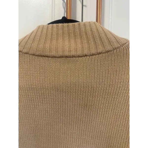 Lauren Ralph Lauren Tan Cotton Full Zip Cardigan Sweater Ribbed Knit Womens L - Image 7