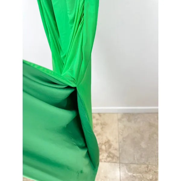 Lulus Karise Green Mesh Ruched Backless Maxi Dress Colorful Long Stretch XL - Image 8