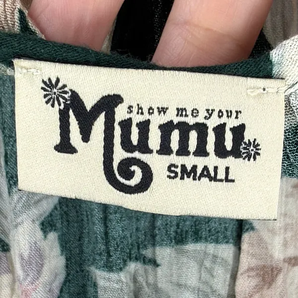 Show Me Your‎ Mumu Dark Green Floral Tropical Maxi Slip Dress Small READ - Image 2