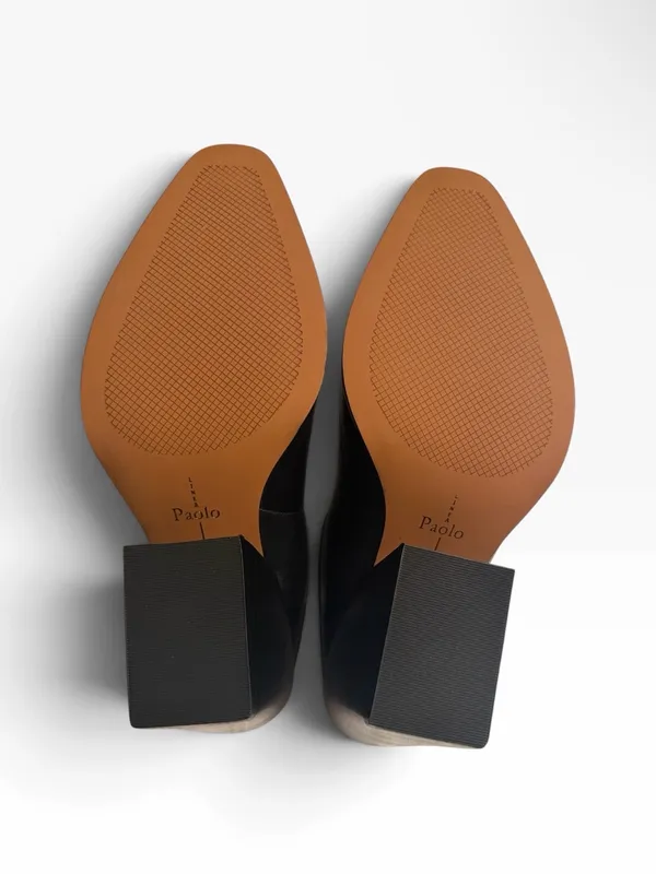 Linea Paola black Leather Slip on Mules Size 7.5M - Image 8