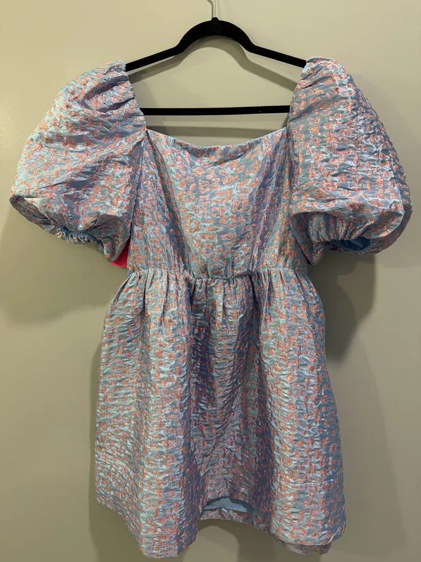Buddy Love Asher Spotted Metallic Tie Front Mini Dress Blue Multi - Image 5