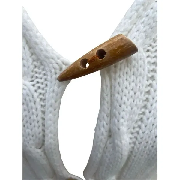 Fancy Design White Knit Hooded Sweater Jacket Toggle Buttons Size S/M NWOT - Image 6