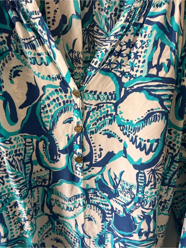 Lilly Pulitzer Blue & Teal Printed Women's Blouse - Image 3
