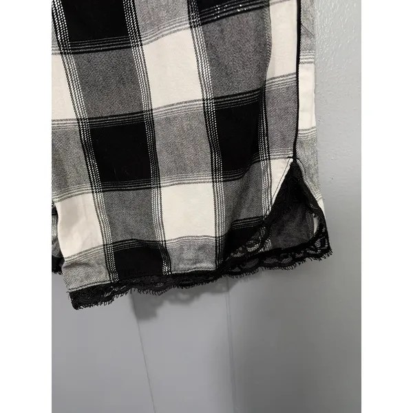 Victoria's Secret Black White Metallic Plaid Preppy Loungewear Pajama Pants S - Image 4