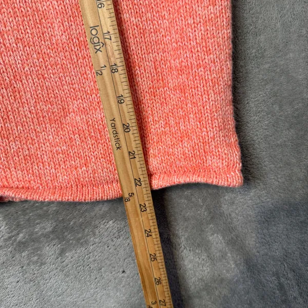 L.L.Bean Cotton Knit Cardigan Sweater Womens M Orange Marbled Layering Preppy - Image 10