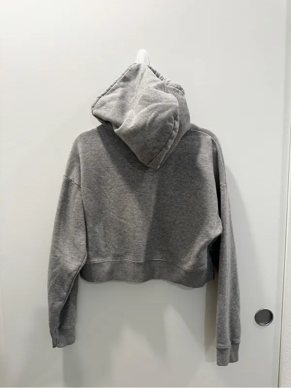 Aritzia TNA Gray Cropped Hoodie Sweatshirt Cotton Blend Size XS - Image 6
