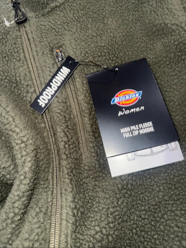 NWT Dickies Windproof High Pile Fleece Bonded Knit Jacket Moss Green Full Zip - Image 7