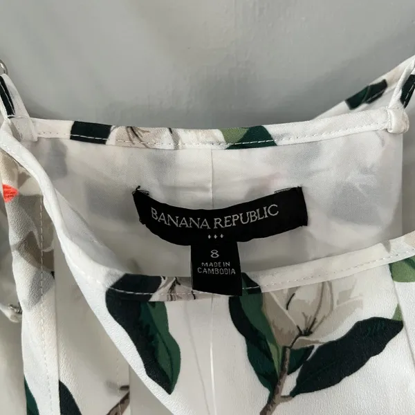 Banana Republic Long‎ Maxi Dress Women's Sz 8 White Floral Sleeveless MSRP $99 - Image 6