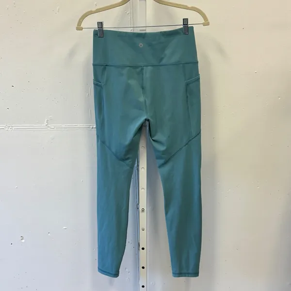 RBX Teal Blue High Waisted Activewear 7/8 Cropped Leggings with Pockets Small - Image 2