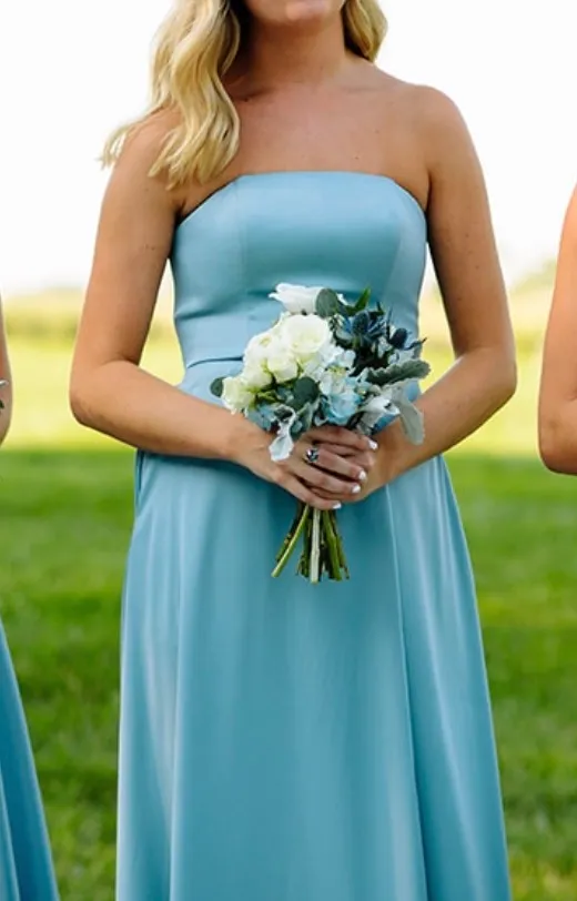 David’s Bridal Dusty Blue Bridesmaids Dress - Image 2