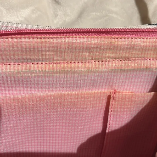 Source Unknown STRIPED MULTICOLORED SHOULDER BAG PINK GREEN BLUE CANVAS LIKE BAG THIN HANDLES - Image 9