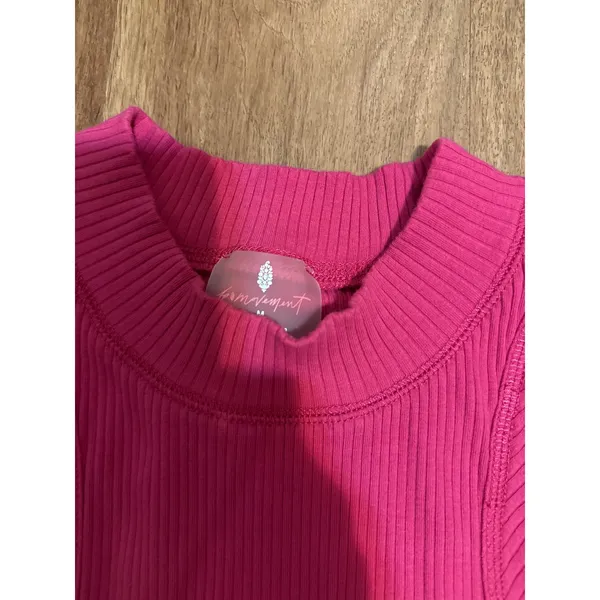 FP Movement Free‎ People Ribbed Mock Neck Tank Top Magenta Pink Medium OB1041695 - Image 4