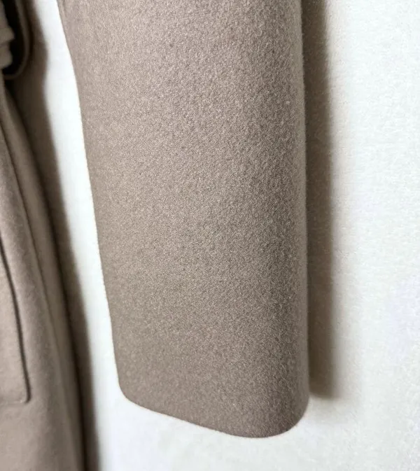 AllSaints Paxx Italian Wool Wrap Waterfall Trench Coat Dune Small Winter Jacket - Image 10