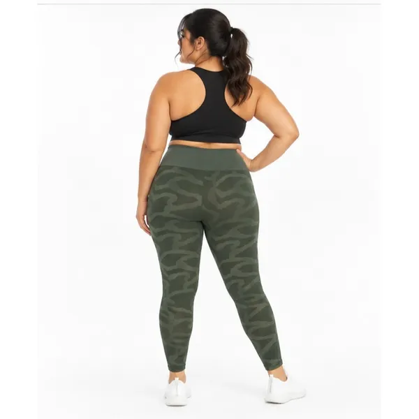 Marika Womens Leggings Size L Olive Tiger Print Seamless High Rise 27in Active - Image 8