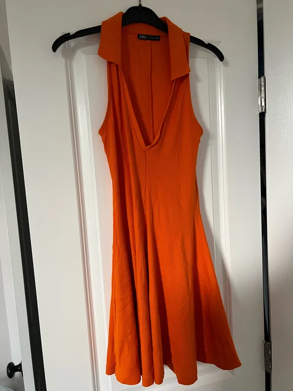 ZARA Orange Mini Dress - Image 3