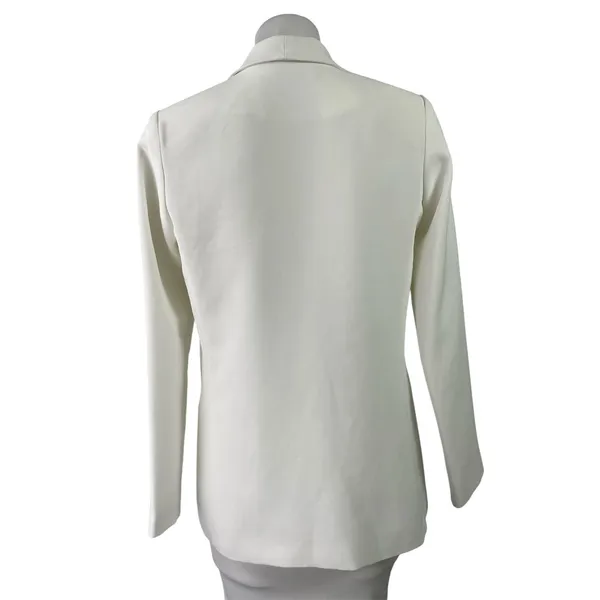 Amanda Uprichard White Notch Collar Long Sleeve Button Blazer Coat Jacket Size M - Image 3
