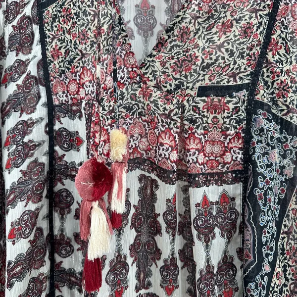 Love Stitch Size Small Blouse Brown Neutrals Paisley Boho Print Sheer‎ Overshirt - Image 4