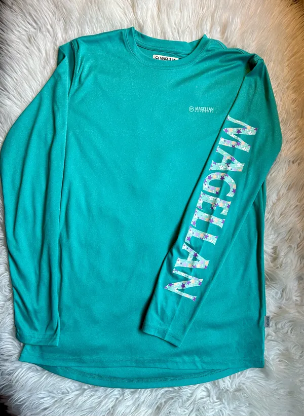 Magellan Outdoors Fish Gear Women's Size S Boyfriend Fit Teal Moisture Wicking Logo Shirt - Image 8