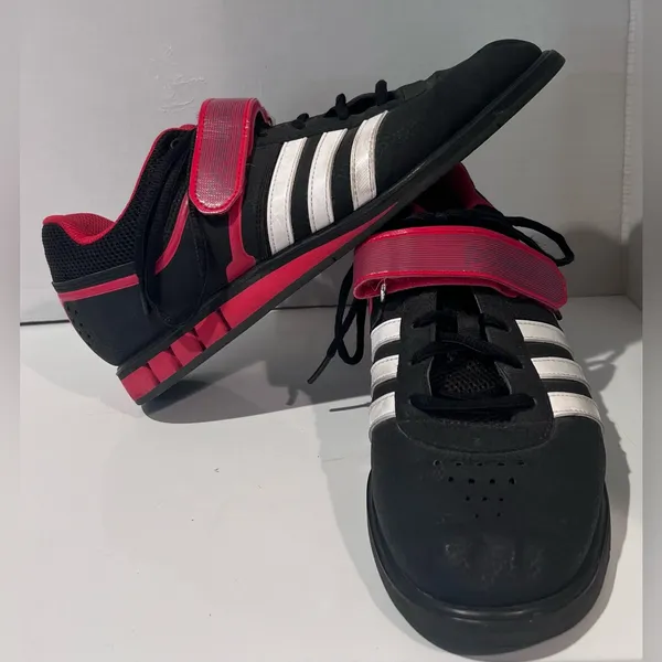 Adidas Powerlift 2.0 Black, Red, White Weightlifting Trainer Shoes‎ Men's Size 9 - Image 6