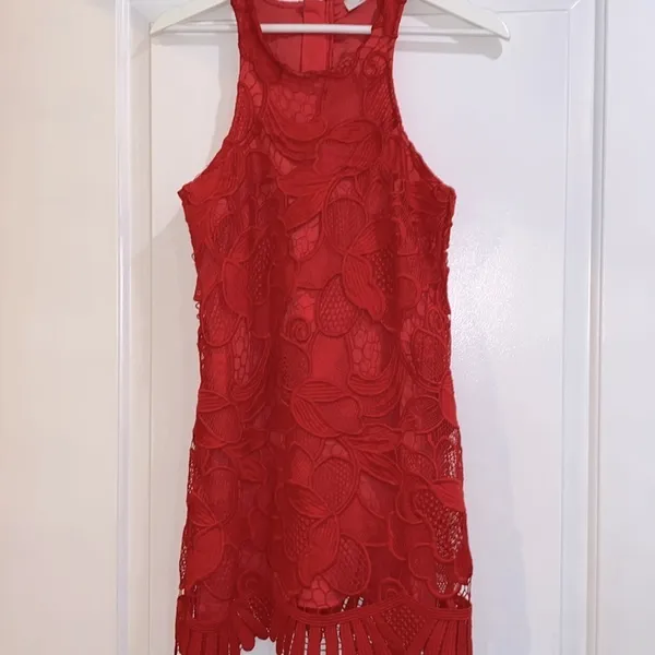 Lovers + friends Caspian red lace sleeveless party cocktail dress size xsmall - Image 11