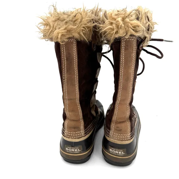 Sorel Women's Joan Of Arctic Brown Leather Tall Fur Winter Snow Boots Size 8 - Image 6