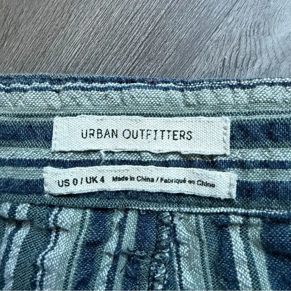 Urban Outfitters High Rise Flare Pants Blue Green Stripe 0 - Image 3