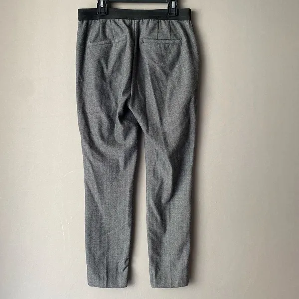 Zara‎ Cotton Herringbone Academia Office Siren Tapered Ankle Pants Small Gray - Image 5
