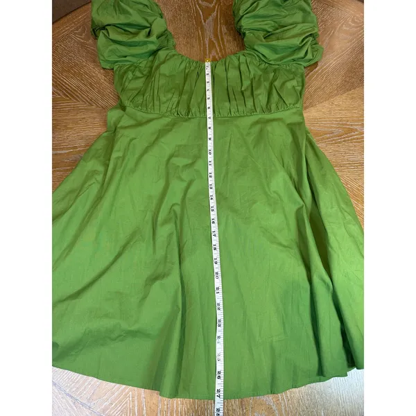 Abercrombie & Fitch Poplin Puff Sleeve‎ Mini Dress Green Size Large Milkmaid - Image 7