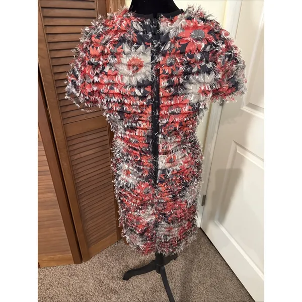 Worth New York Womens Floral Textured Sheath Midi Dress Black Multi Color Size 6 - Image 4