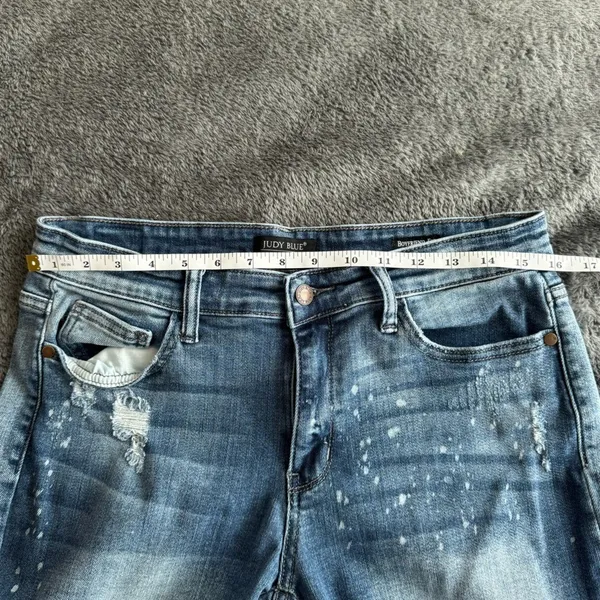Judy‎ Blue Boyfriend Jeans 13/31 Distressed Mid Rise Relaxed Fit Ripped Denim - Image 3