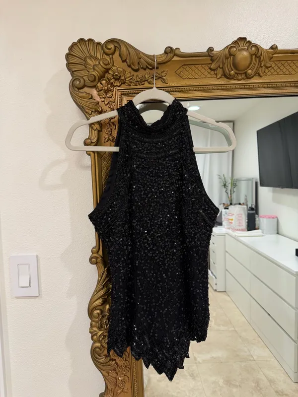 Sequin top vintage beaded Black - Image 2