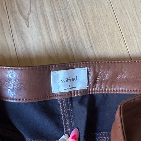 Wilfred Chestnut Faux Leather Pants - Image 2
