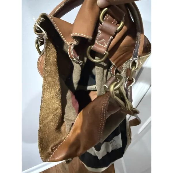 BURBERRY Canvas Mega Check Medium Ashby Hobo Saddle Q‎ - Image 7