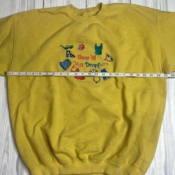 90s Vintage Embroidered Shop still You Drop Sweatshirt Yellow Large - Image 3