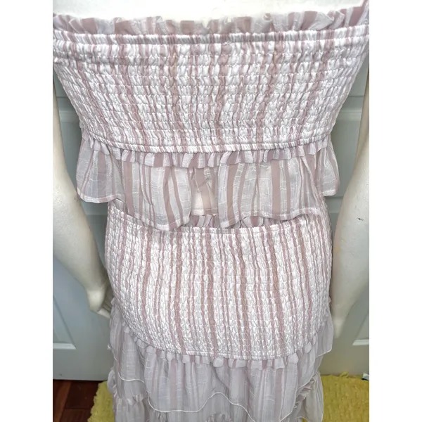 Red Dress Boutique Lavender Stripe Two Piece Smocked Set w/ Tiered Ruffle Skirt - Image 5