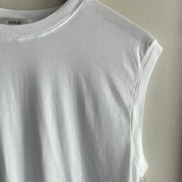 AGOLDE Raya Muscle Cotton-Jersey T-Shirt White - Image 6