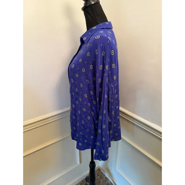 Intimately Free People "Shirt Up" Blue Medallion Oversized Sleep Shirt Blouse - Image 4