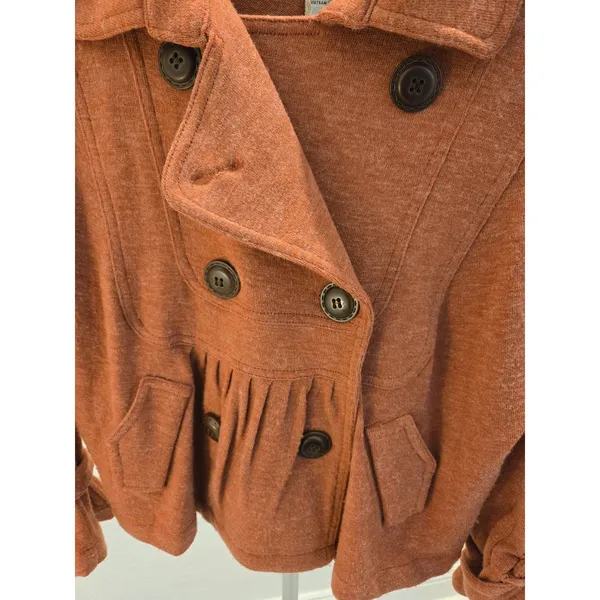 American Rag Women's L Double-Breasted Peplum Sweater Jacket Rust Orange - Image 8