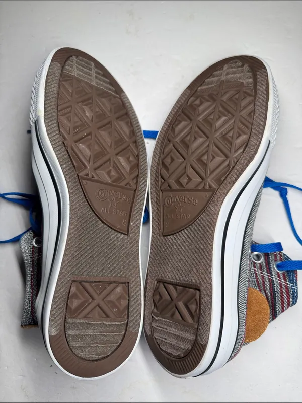 Converse Chuck Taylor Hi Vision Blue Sneakers unisex striped high tops M8 W10 - Image 9